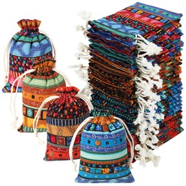 Pack of 36 Jute Bags, Colourful Bags with Drawstring, Washable and Lightfast, Small Fabric Bags, Gift Bags for Christmas, Children's Birthday, Wedding, Party