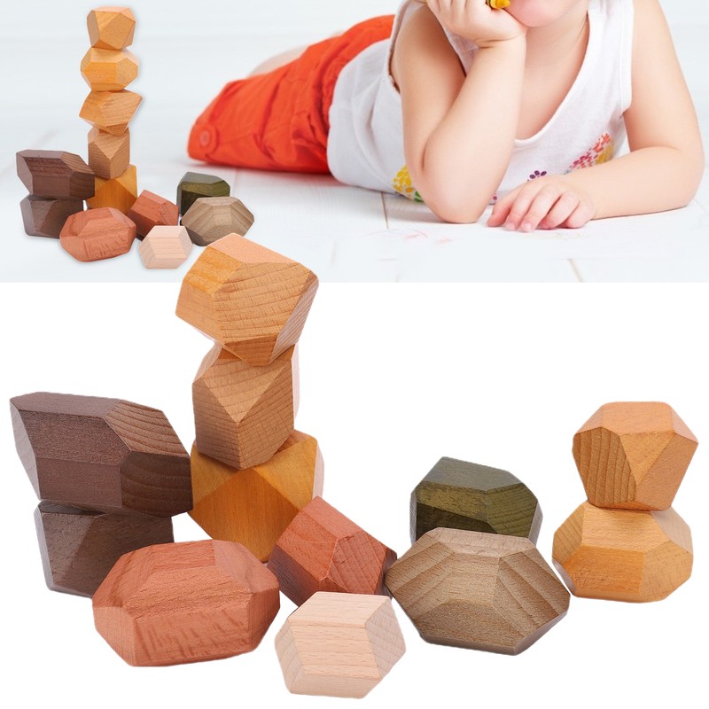 Wooden Stacking Game Building Blocks Educational Desktop Games for Kid