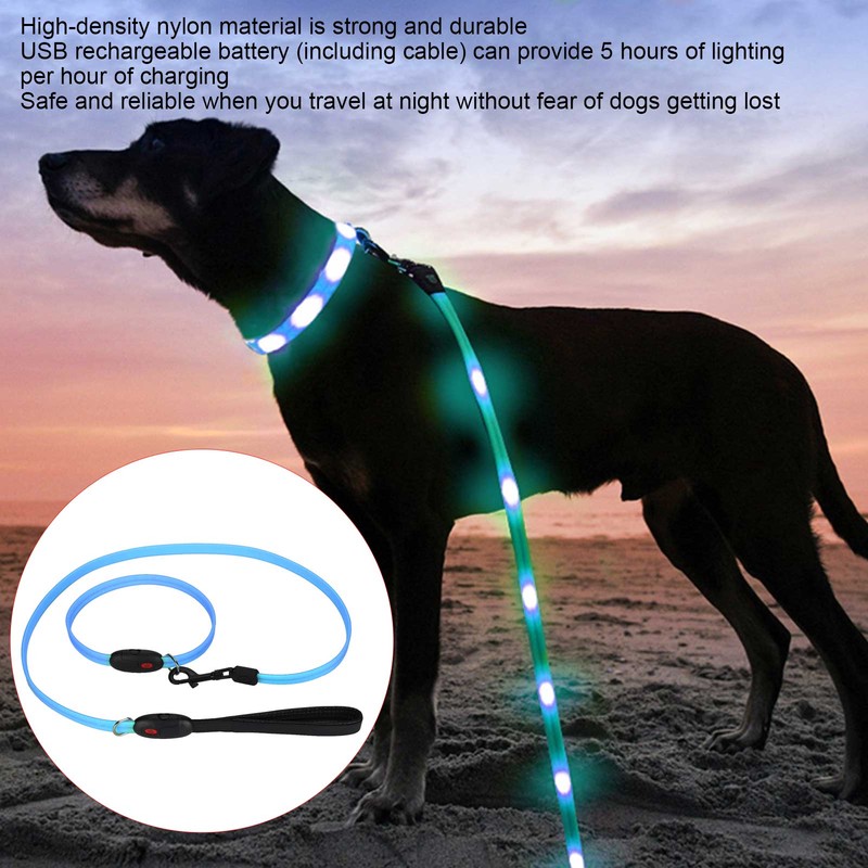 Outdoor Dog LED Collars with Leashes Set USB Rechargeable Pet