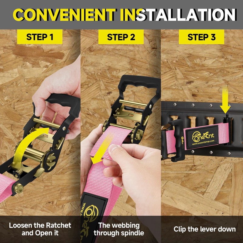 Onesnt 4Pcs 2” x10 ft E Track Ratchet with Wheel