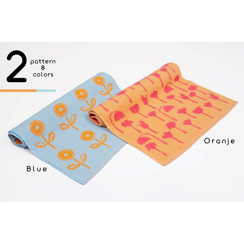Kosugizen Nordic Flower Mini Bath Towel, Set of 2 Patterns,