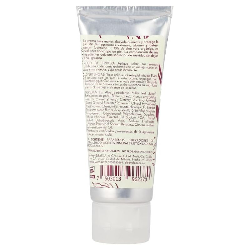 Aloevida Crema Nutritiva para manos 75% Aloe vera orgánico 65