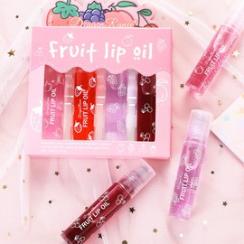 Lip Oil Set, Clear Lip Gloss Sets Fruit Liquid Lipstick, Set Moisturizing Girls Lip Balm Long Lasting Lip Glow Oil Lip Care Lip Mask, Gifts For Girls For Dry And Chapped Lip (4pc)