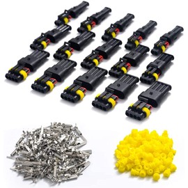 2 Poles 3 Pole 4 Pole RMS Waterproof Coupler Wiring Male & Female Waterproof Connector Waterproof Electrical Terminals Car Waterproof Wire Connector for Motorcycles Car Truck 15 Kit Set