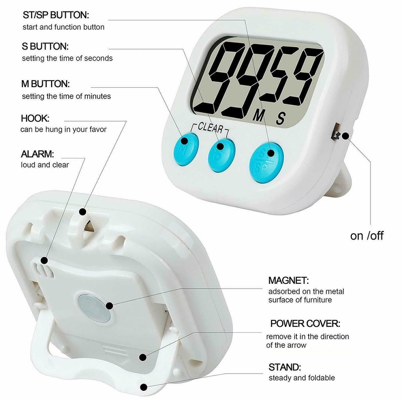 Digital Kitchen Timer with Large LCD and Magnetic Stopwatch. Portable