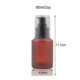 2PCS 60ml/2oz Wine Red Empty Glass Lotion Pump Bottles Dispenser with Pump Head Top Travel Sample Packing Cosmetic Makeup Container Storage for Lotion Emulsion Essence Massage Oil
