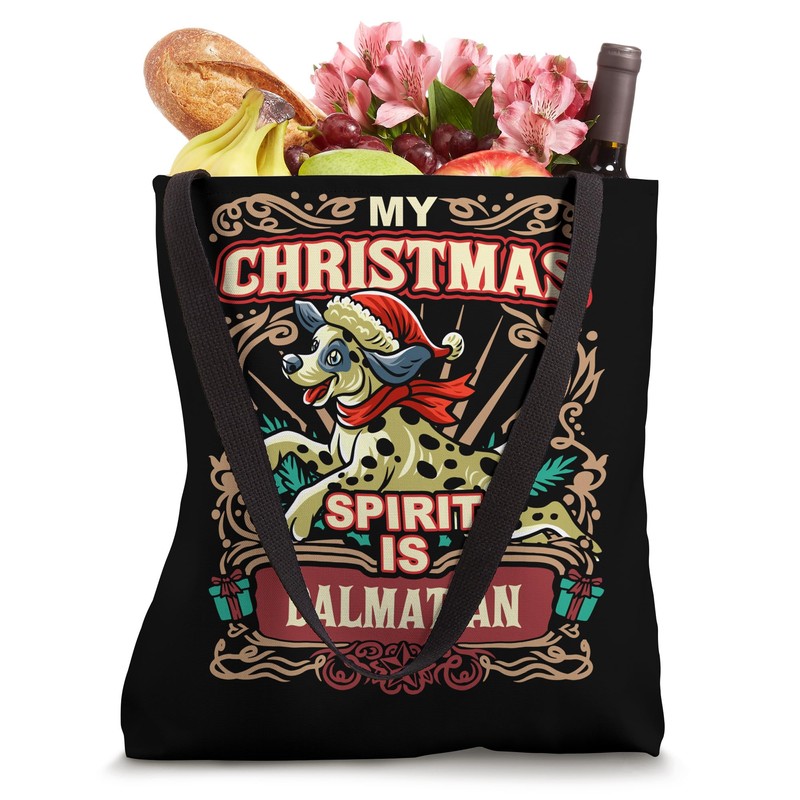 Dalmatian My Christmas Spirit Dog Santa Claus Elf Reindeer Tote