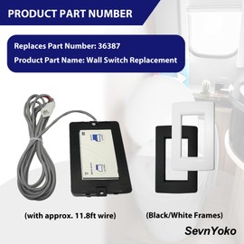 36387 Wall Switch Replacement for Tecma Silence Plus Toilet, Dual Button Control Panel with 11.8ft Cable and Black/White Frames, Compatible with Tecma RV Marine Toilets from 2006 to Present