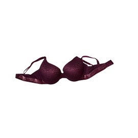Victoria's Secret Pink Wear Everywhere Push Up Bra All Lace Velvet Logo Elastic Color Maroon Size 32D New