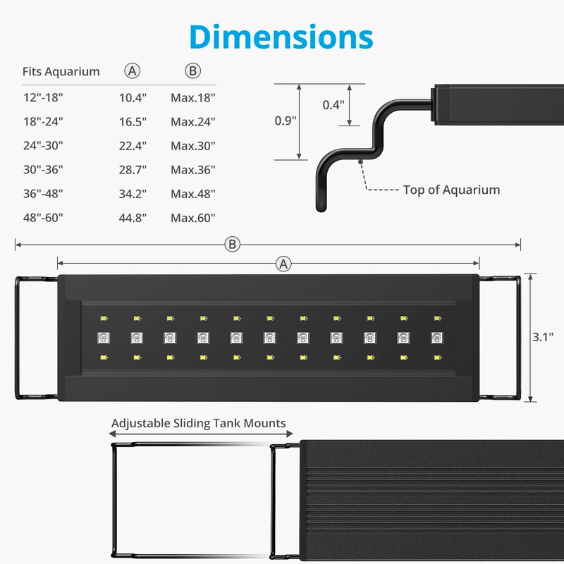 NICREW C10 24/7 LED Aquarium Light for Plants, 48-60 Inches,