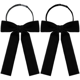 GHTIYLP Womens Tie Pre-tied Velvet Bow Tie for Women Solid Color Adjustable Bowtie for Women/Men/Girls School Uniform Party (Black*2)