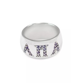 Unbranded Lambda Pi Alpha Sterling silver ring with Purple CZ letters