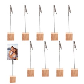 Pack of 10 Place Card Holders, Photo Holders with Clips, Card Stand, Card Holder, Table, Postcard Holder, Wooden Photo Stand, Photo Stand, Memo Clip Holder Stand Note Holder for Home Decoration