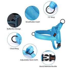 Didog Soft Mesh Padded Dog Vest Harness, Escape Proof/Quick Fit Reflective Dog Strap Harness,Easy for Walking Training (XS:Chest 15-18", Mesh-Blue)