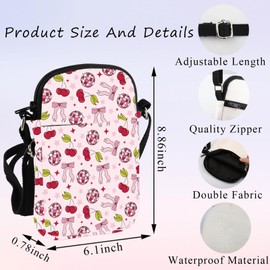 PLITI Coquette Cherry Umhängetasche für Musikliebhaber, Kirsche, Partygeschenke, Kirschen, Social Club, Geschenk für Frauen, Cherry Lamp Bow Zcbagu, 8.26×5.7×0.78inches