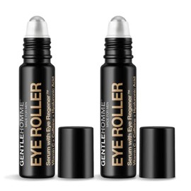 Hyaluronic Acid & Caffeine Eye Roller Serum for Men with Vitamin C – Made in USA – Eye Roller Ball for Dark Circles & Puffiness – Mens Day & Night Ant