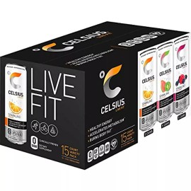 Celcius Live Fit Sparkling Fitness Drink Variety, 12 Ounce (15 Count) - PACK OF