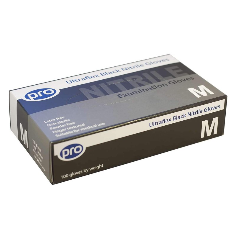Disposable Gloves. PRO UltraFLEX Black Nitrile powder free, latex free