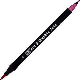 ZIG Art and Graphic Twin Tip Brush Marker Pen 022 Dark Carmine