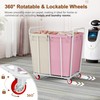 Hoctieon 2 Section Laundry Sorter Cart, 400L Rolling Hamper with