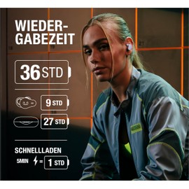 Fresh 'n Rebel Twins Rush, Bluetooth Kopfhörer Sport In-Ear mit Hybrid aktiver Noise Cancelling, Ambient-Sound-Modus, IP57 Staub- und Wasserdicht, eingebautes Mikrofon, Tastensteuerung (Storm Grey)