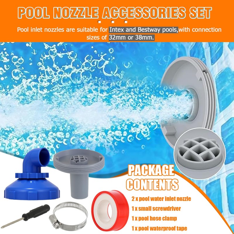 HUAREW 5pcs Pool Jet Nozzle Set, 360° Swivel Rotatable Pool