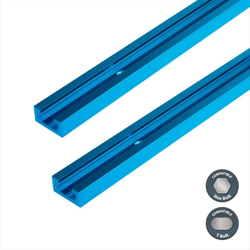 POWERTEC 71118 24 Inch Double-Cut Profile Universal T-Track with Predrilled