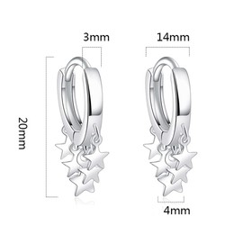 925 Sterling Silver Hoop Earrings for Women | Small Zircon Inlay Hoops Stud Earring Fashion Jewelry Gift (star hanging)