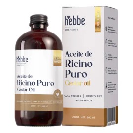 Aceite De Ricino Castor Oil Natural Puro Y Orgánico Uso Capilar Y Facial Fortalecimiento De Pestañas Cejas Y Barba Hebbe 500ml
