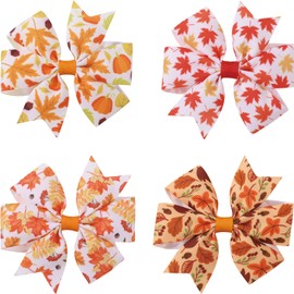 Fall Hair Clips for Women Maple Leaves Clips for Hair Cute With Rhinestone Designs Orange Autumn Bow Hair Claws Cute Clamp Clips for Women Large Hair Claw Clip Hair Clip for Thin Hair 4PCS