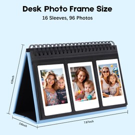 96 Pockets Mini Table Album for Fuji Instax Mini 12/Mini 11/Mini 9/Mini 40/Mini EVO, Polaroid Z2300/Polaroid PIC-300P/Polaroid Z2300/Polaroid Snap Film, 2X3 Inch Name Card (Blue)