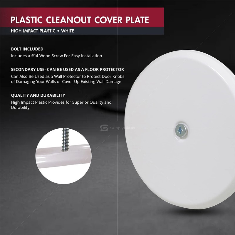 Supply Giant Wall Cleanout Cover Plate, 7-1/4-Inch, Plastic