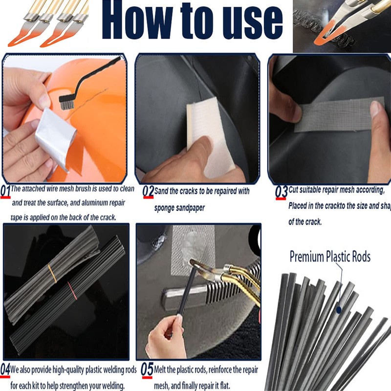 Upgraded 220W Plastic Welder Bumper Repair Kit,2-in-1 Plastic Welding Kit