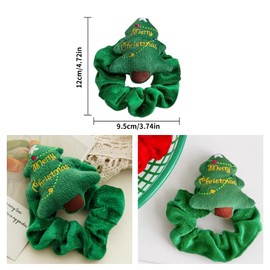 Christmas Hair Scrunchies Silk Hair Ties Santa Claus Christmas Tree Elk Hair Bands Soft Velvet Christmas Hair Accessories Xmas Ponytail Holders for Women (3PCS)