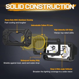 Niking Auto Flush Mount Yellow LED Pods, 2pcs 3 Inch Yellow Fog Lights LED Driving Light Reverse Amber Backup Light Off Road Flood Chase Flush Light Bar for Trucks Pickup UTV SUV ATV