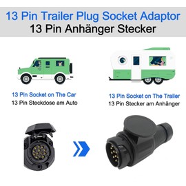 HISports 13pin Trailer Plug Trailer Socket 12V Waterproof 13 Pin Trailer Plug Connector 13 Pin Trailer Adaptor 13pin Female Trailer Connector For Car Caravans Tow RV Boat Tractor Vans Lorry