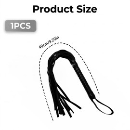 wellrun Black Whip 48cm Length,Faux Leather Role Play Prop, Lightweight Horse Riding Crop for Equestrian Training,Stage Performances,Cosplay,Costume Accessory,Fancy Dress