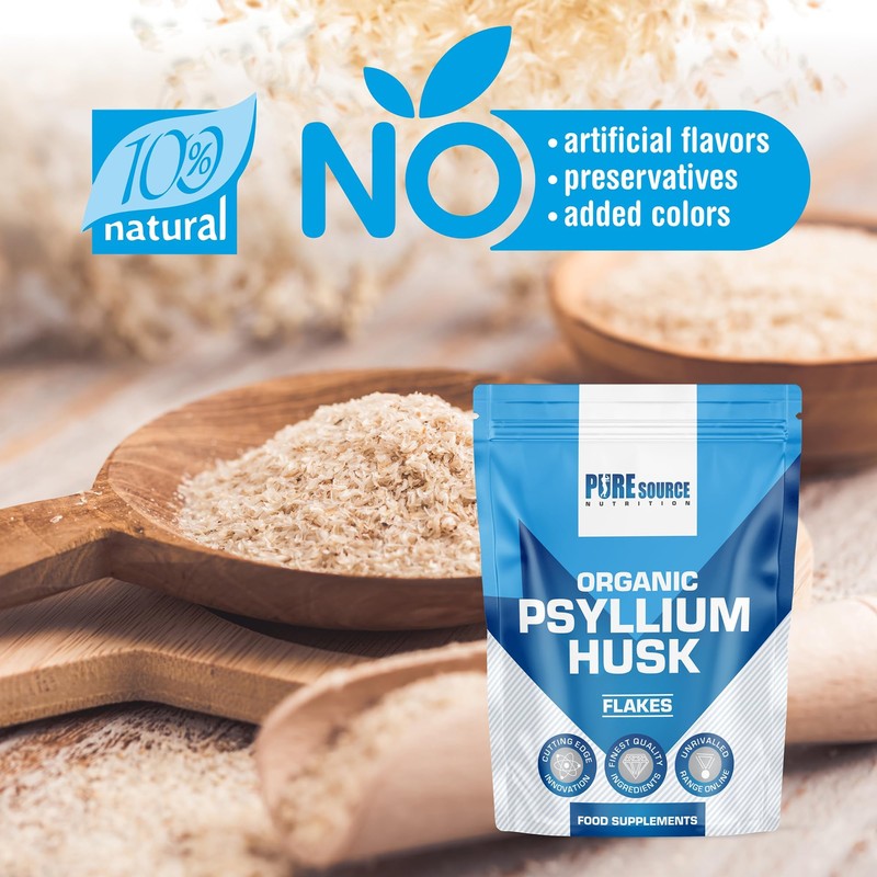 Organic Psyllium Husk Whole 500g - 99% Purity Husks Flakes