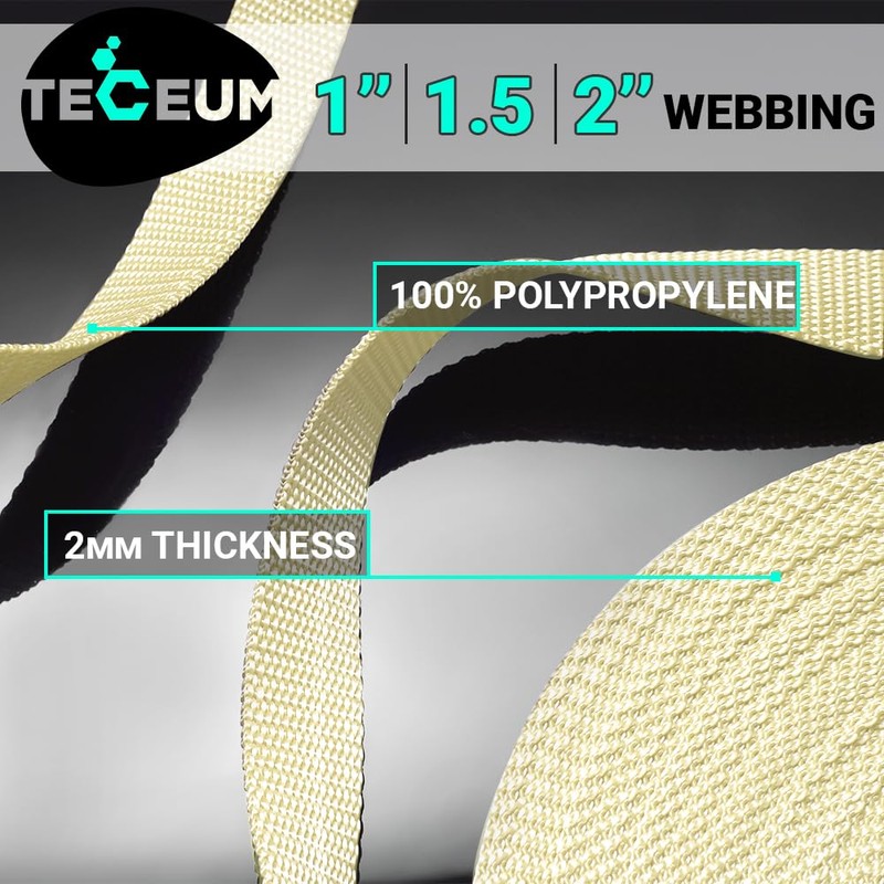 TECEUM 1.5 Inch Webbing – Cream – 10 Yards –