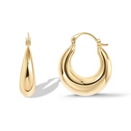 PAVOI 14K Yellow Gold Plated 925 Sterling Silver Post Chunky Hoops - 17mm Thick Lightweight Gold Hoop Earrings for Women