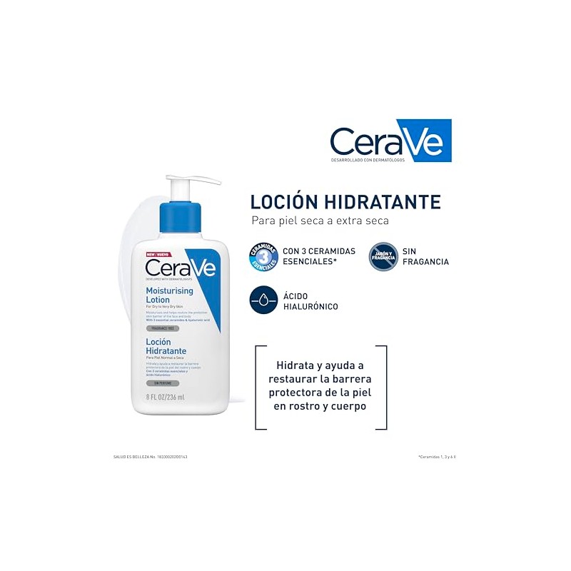 Cerave Loción Hidratante Rostro Cuerpo Piel Seca Ácido Hialurónico 236ml