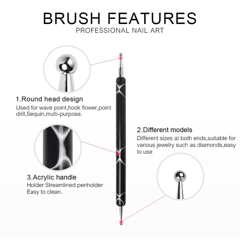 KADS Dotting Tools 5 Pcs 2-way Dotting Pen Nail Art