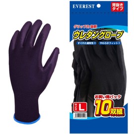 Urethane Gloves 10 Pairs Large Black