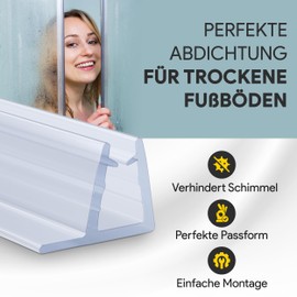 Shower Seal PVC Replacement Seal Type 4 200 cm Glass Thickness 8 mm Rubber Lip 10 mm