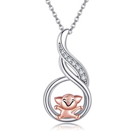 AXOMY Pig Necklace for Women 925 Sterling Silver Pig Pendant Necklace Animal Jewelry Gifts