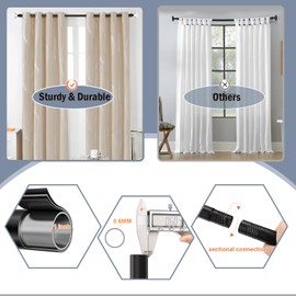 Orger Black Matte Crystal Curtain Rod for window from 30-68 Inches Adjustable Drapery Rod with Diamond Design, Single Window Treatment Rod for Living Room