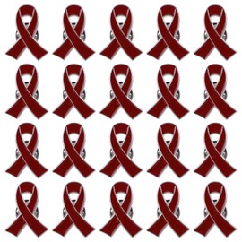 WANDIC 20 Pcs Red Ribbon Pin, Heart Disease HIV/AIDS Awareness Lapel Pins Drug Prevention DUI Awareness Brooches Enamel Jewelry Badges for Men Women