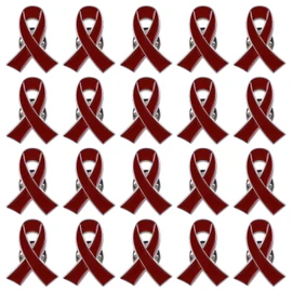 WANDIC 20 Pcs Red Ribbon Pin, Heart Disease HIV/AIDS Awareness Lapel Pins Drug Prevention DUI Awareness Brooches Enamel Jewelry Badges for Men Women