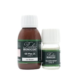 Rubio Monocoat Wood Stain & Finish 65 ft² - Ice Brown | Oil Plus 2C | Quick-Dry, Eco-Friendly Linseed Wood Oil for Indoor Use, Includes Accelerator (Part B) | Protector | 130 ml