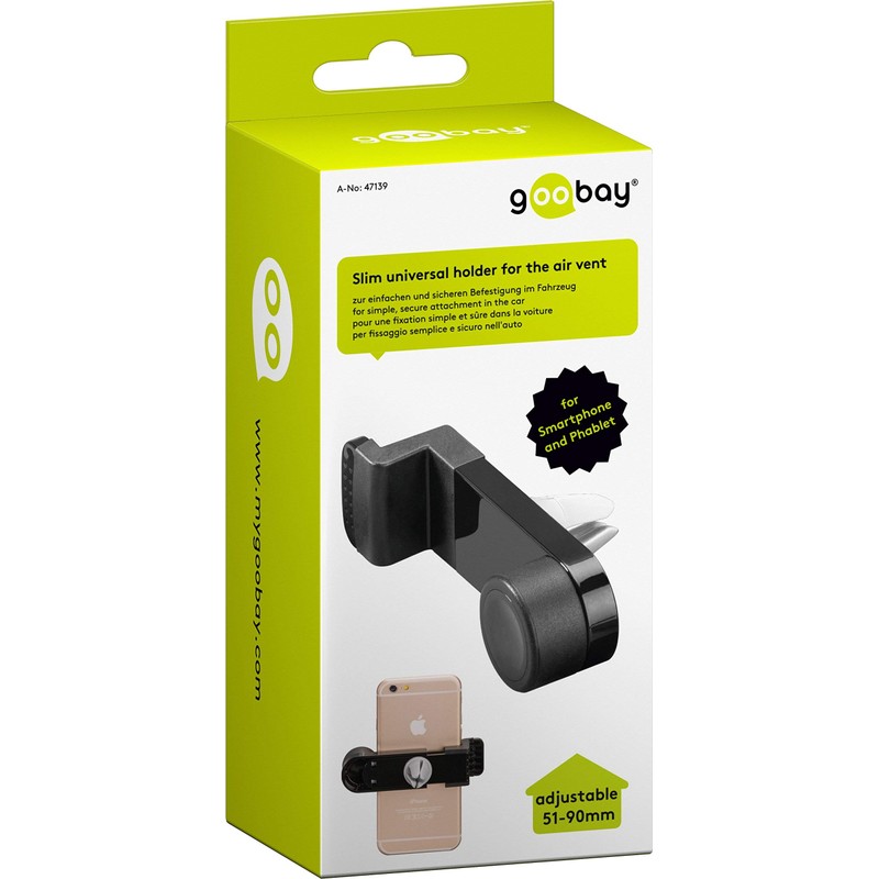 Goobay Slim Universal Air Vent Holder for Smartphones - Black